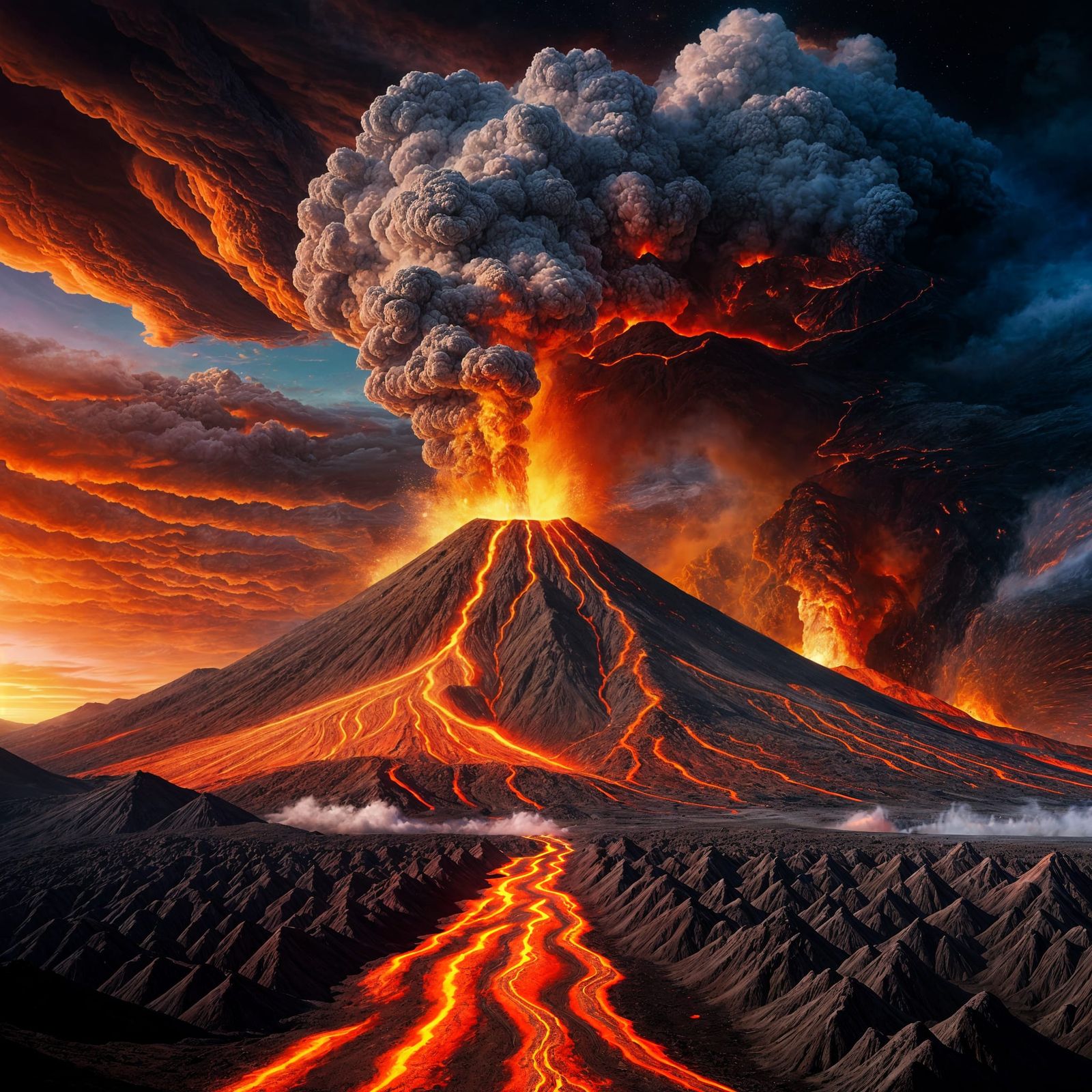Volcanic Eruption: Abstract, Hyperdetailed Airbrush Art
