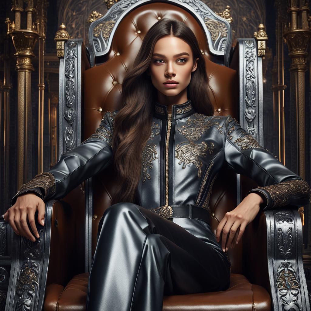 Fantasy Queen on Throne in Detailed Matte Painting