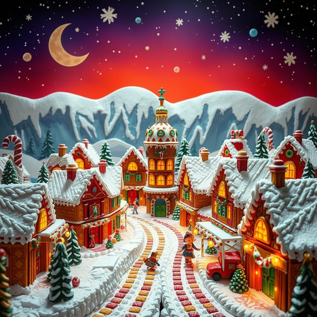 Gingerbread Town in Tim Burton-Inspired Whimsy
