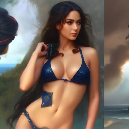 Fighter Pilot as Glamour Portrait in Colorful Style