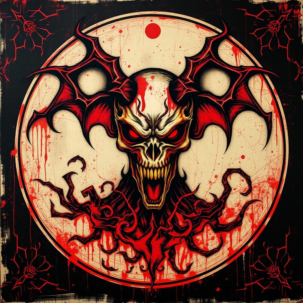 Diabolical Malevolent Figure in Encaustic Style