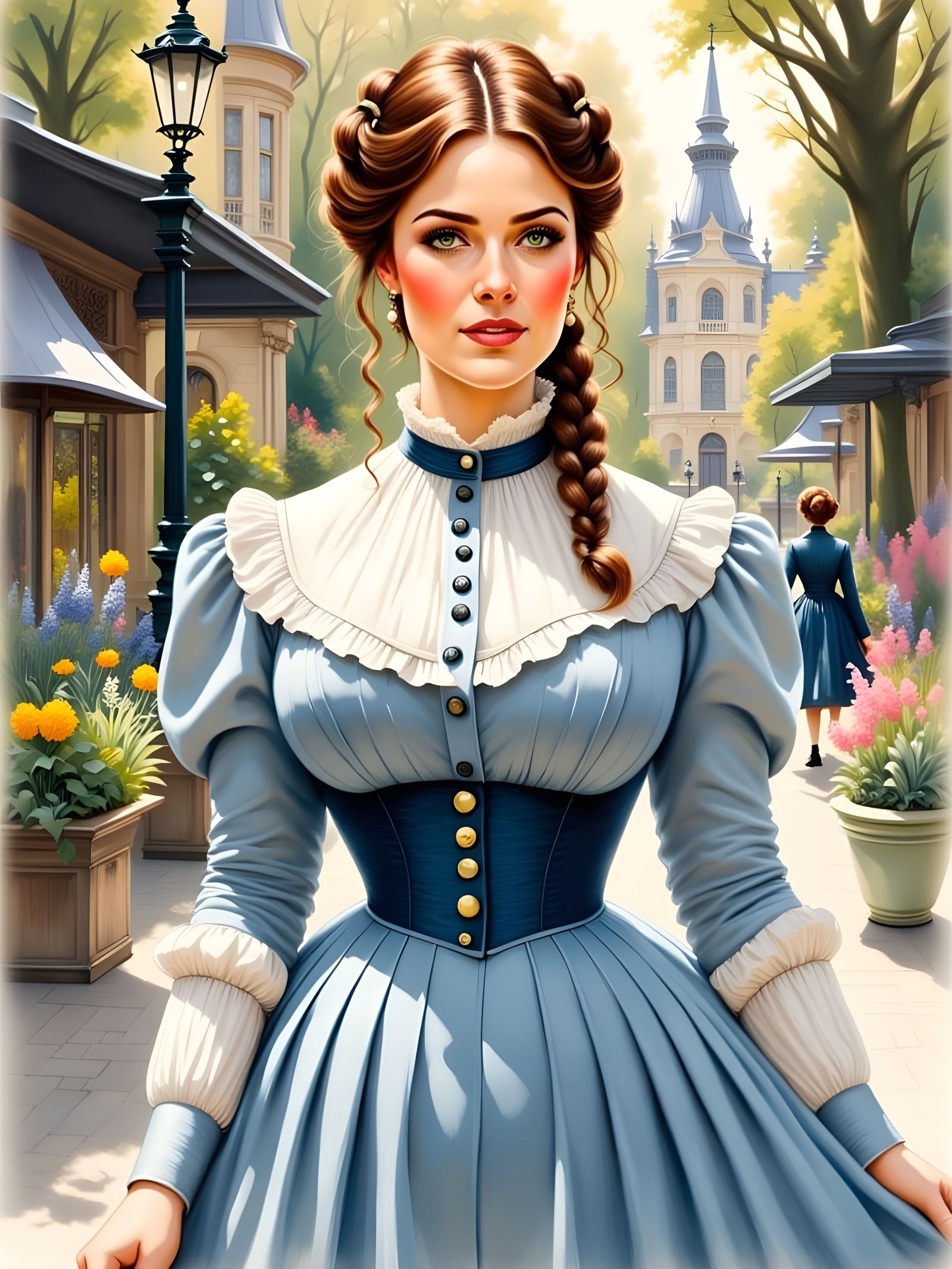 Victorian Modest Beauty in Modern City