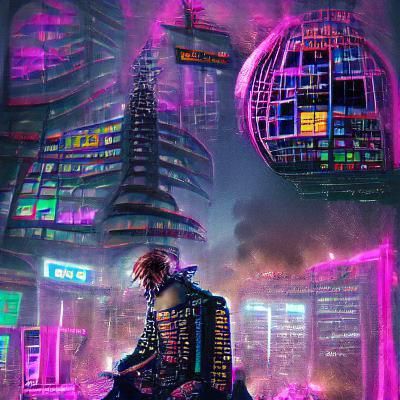 Cyberpunk Cityscape with Neon Lights