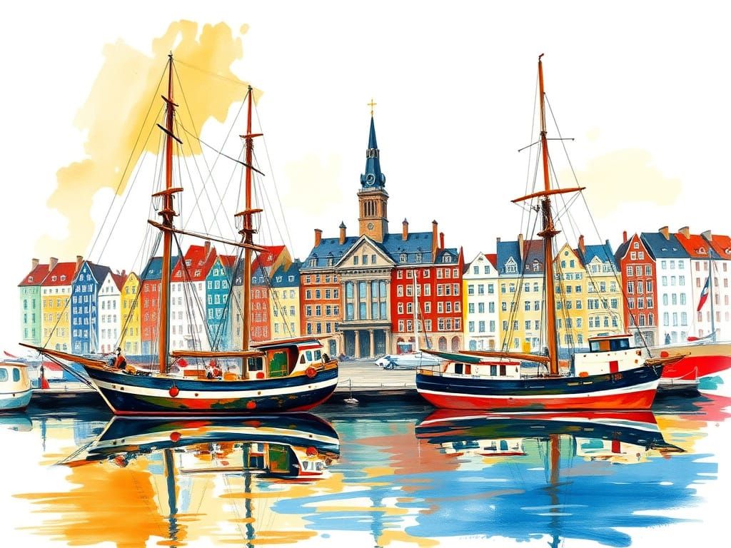 Vibrant Harbor Scene in Impressionist Style