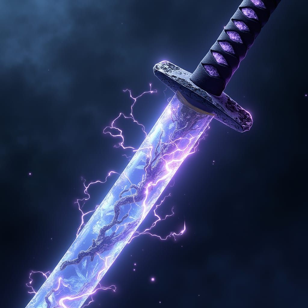 Majestic Ice Katana with Vine and Lightning