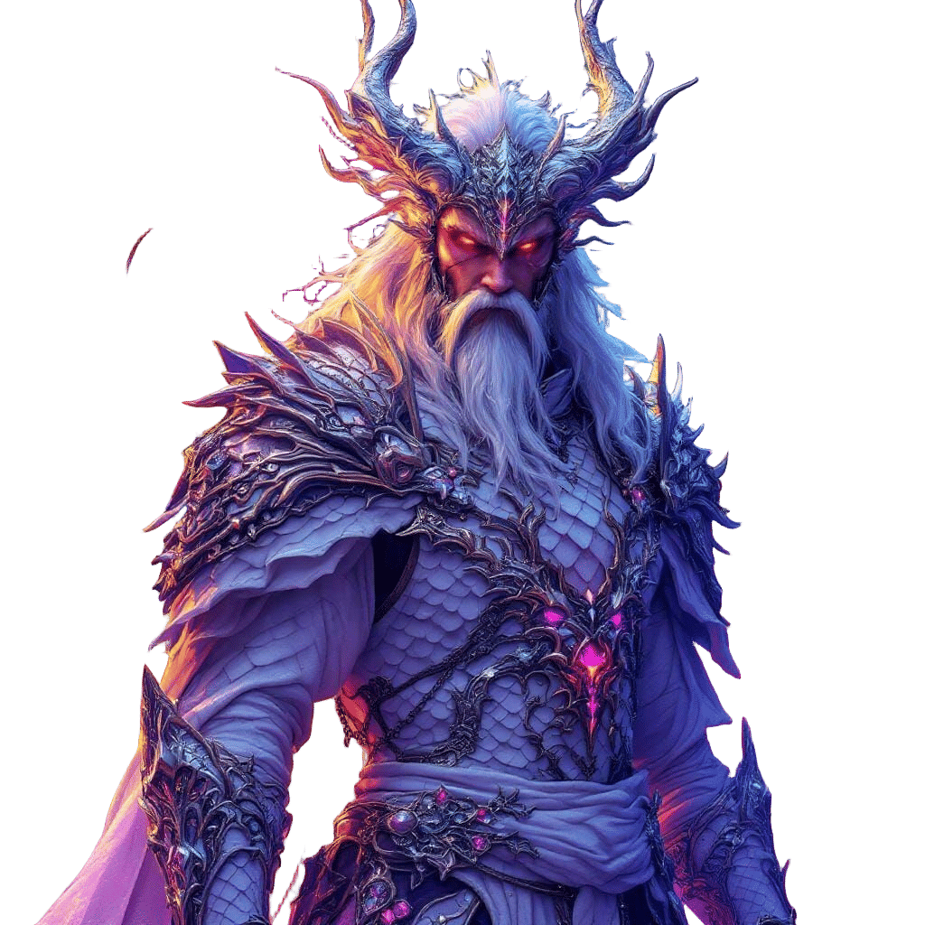 Majestic Mage in Dragon Armor, Matte Painting Style