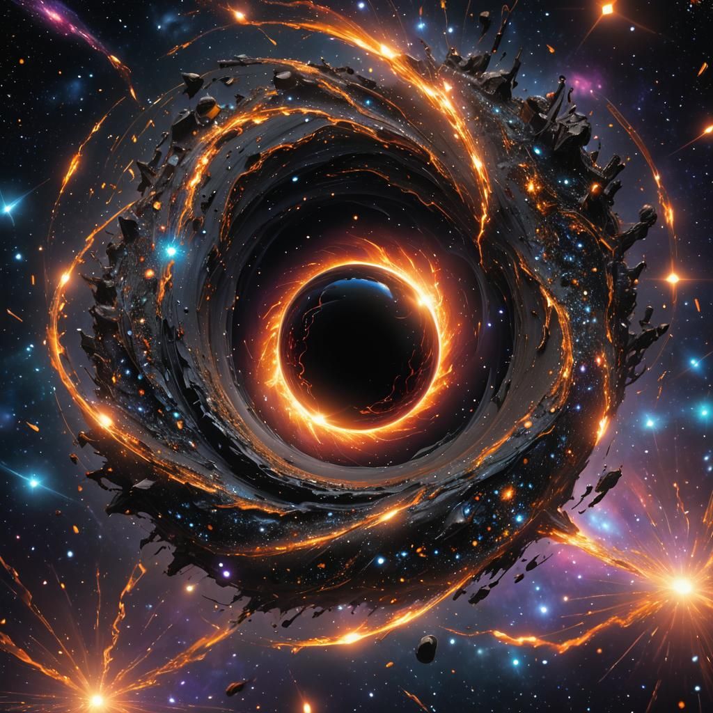Black Hole Consuming Starfield in Hyper-Realistic Digital Ar...