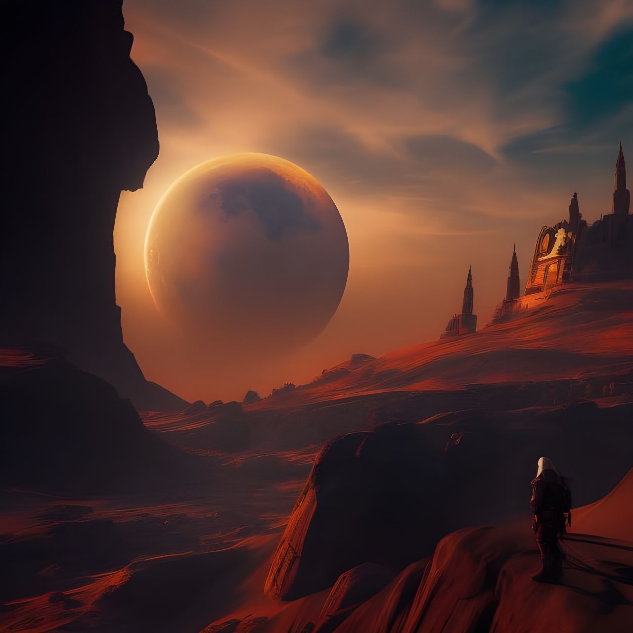 Martian Desert Landscape in Assassin's Creed Style