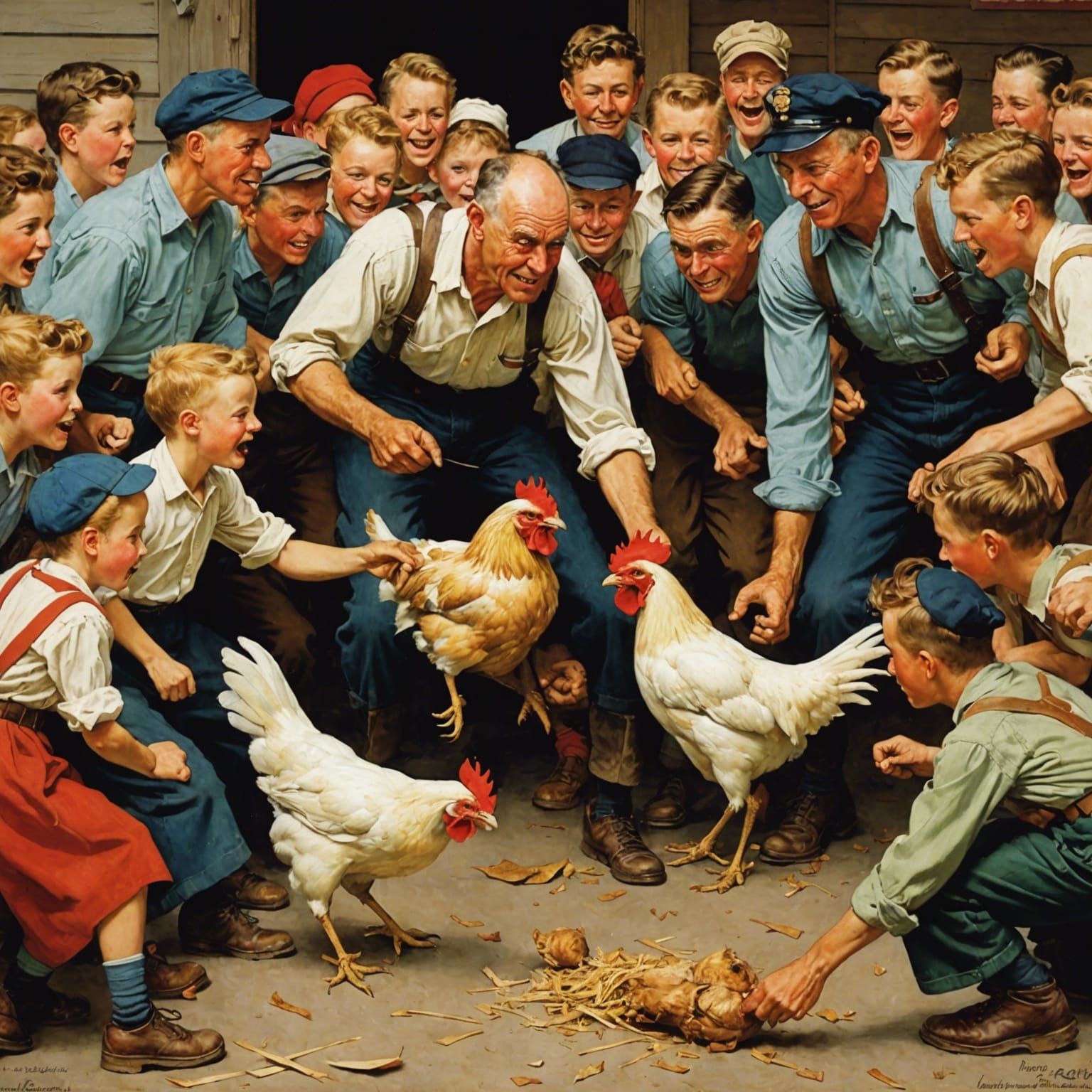 Classic Chicken Fight Illustration