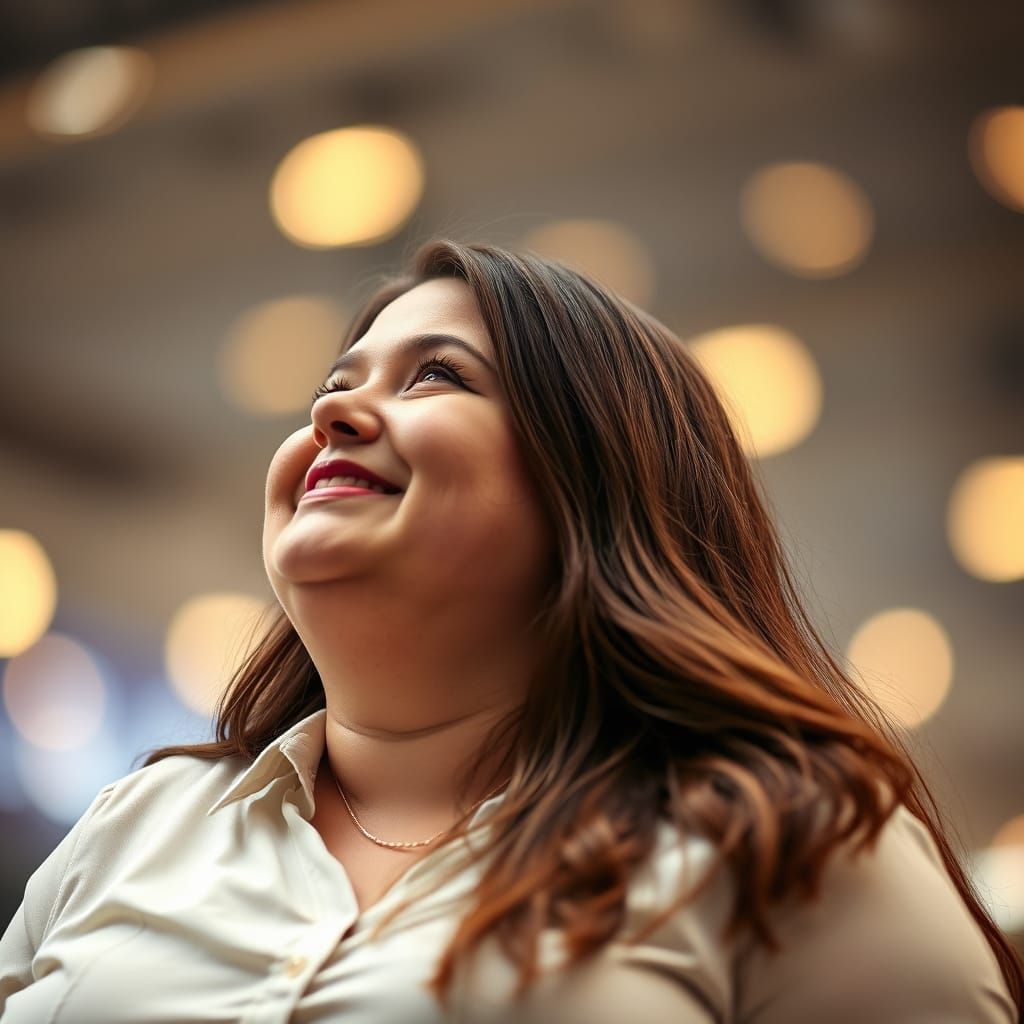 Woman with Brown Hair Gazing Skyward