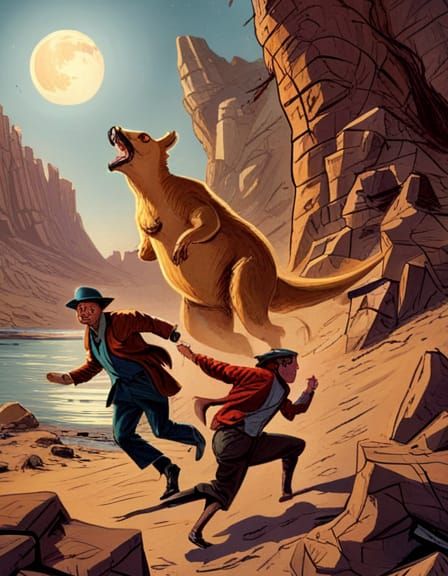 Giant Kangaroo Attack: 1950s Comic Book Art