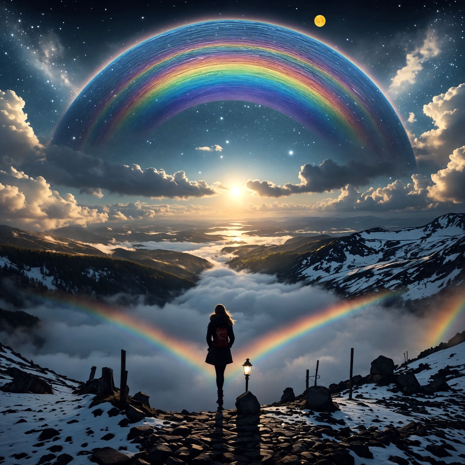Rainbow Dreamscape in Surrealist Oil Painting Style