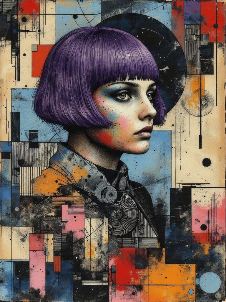 Ethereal Gothic Woman with Purple Hair