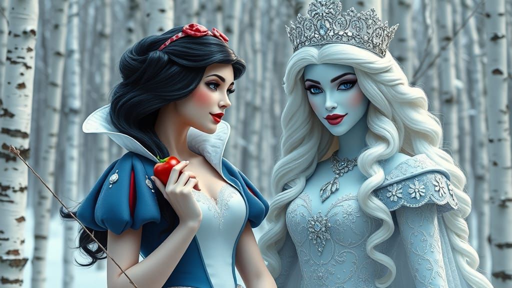 Snow White and Queen in Enchanted Forest