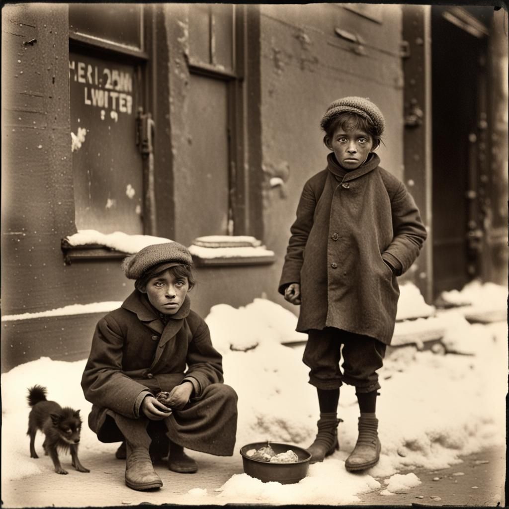 Victorian Street Urchins in Winter: A Black and White Photog...