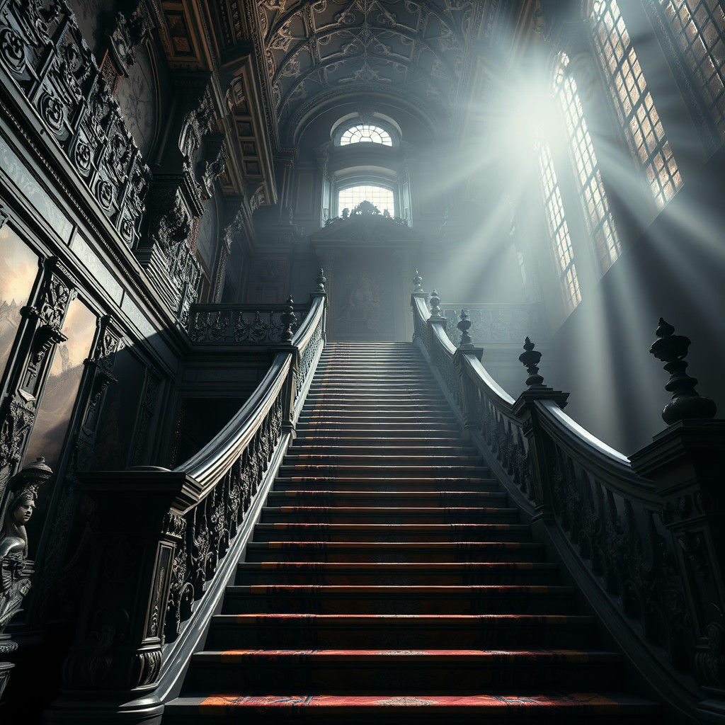 Heavenly Staircase in a Dark Futuristic Style