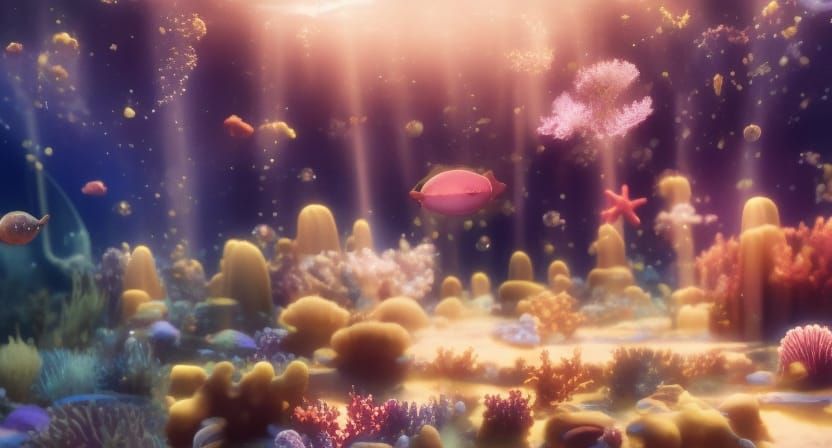 Underwater Cosmos: A Dreamlike Coral Reef Landscape