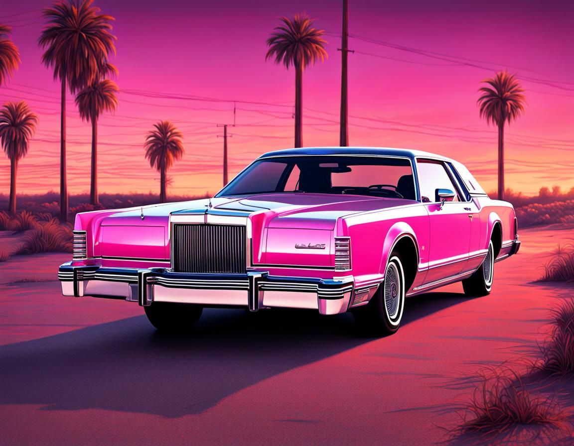 Pink Lincoln Continental Mark 5 at Dawn