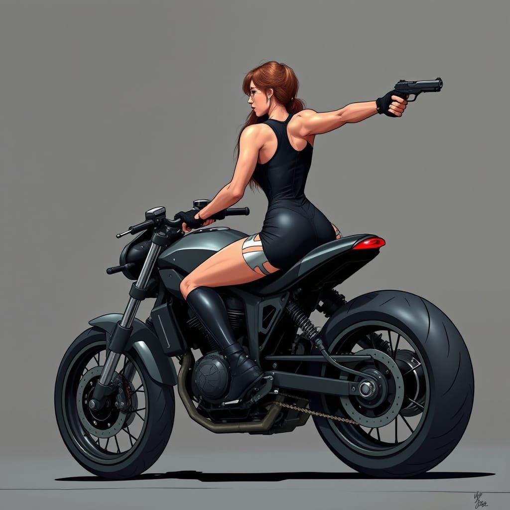 Cyberpunk Motorcycle Rider in High-Speed Action