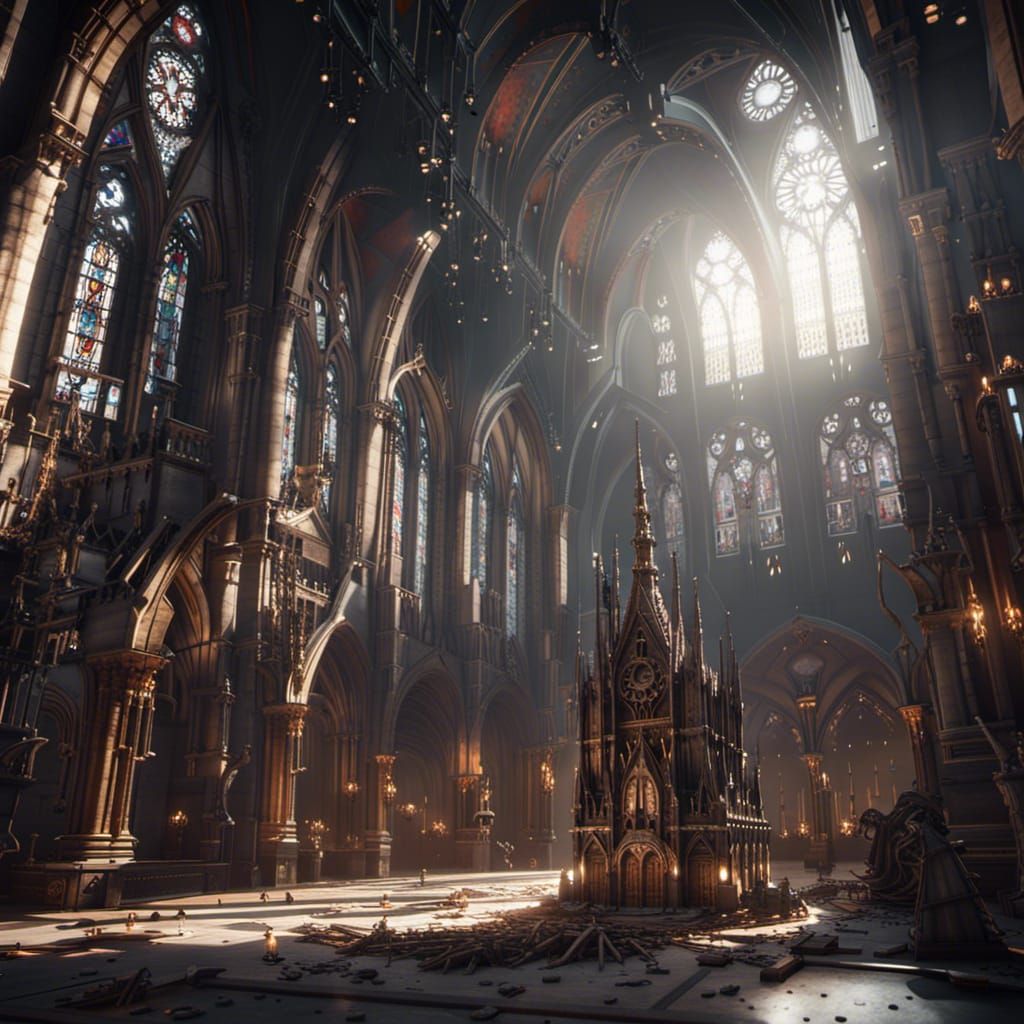 Gothic Church Under Siege in Sci-Fi Battle