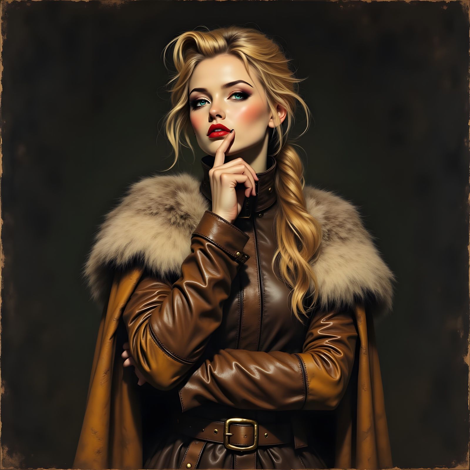 Norse Goddess Portrait in Vintage Style