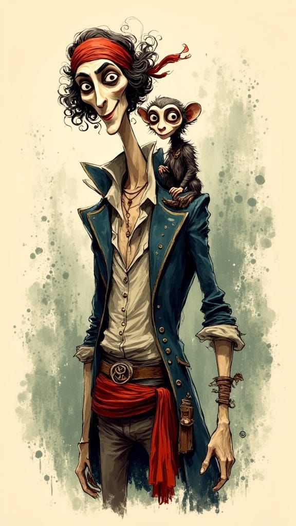 Swashbuckling Pirate in Art Deco Style