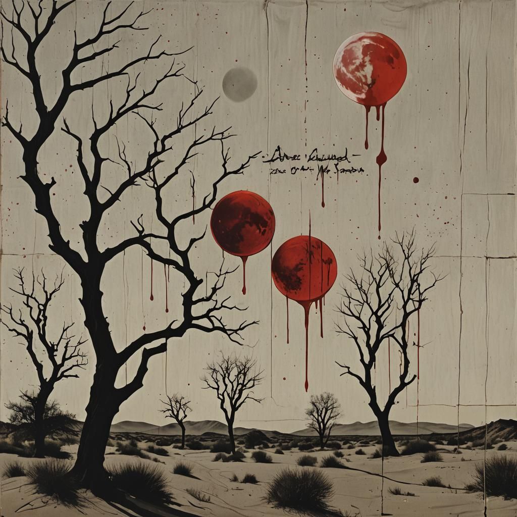 Album Cover with Blood Moon and Stained Glass