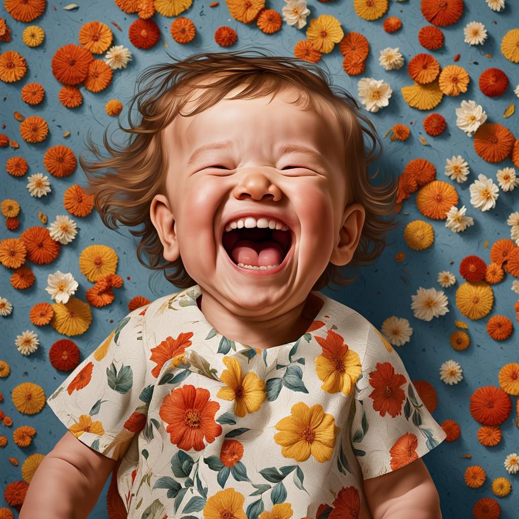 Toddler's Contagious Laughter: An Impasto Oil Portrait