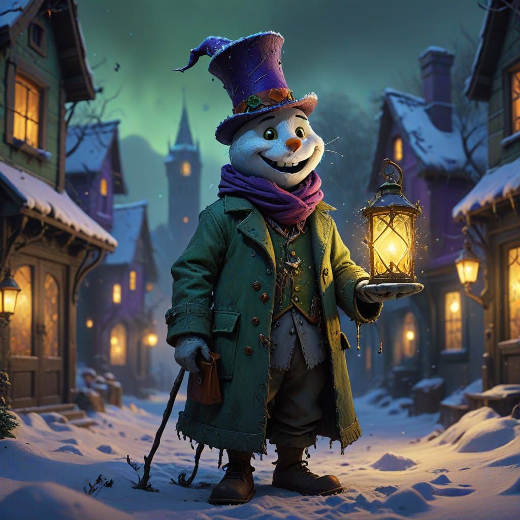 Whimsical Winter Heist in Dark Fantasy Style