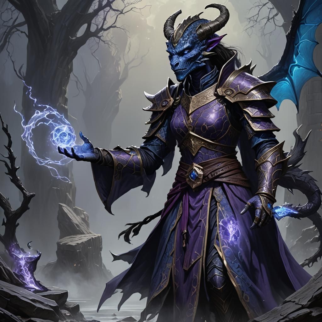 Dragonborn Divination Wizard in Detailed Matte Painting