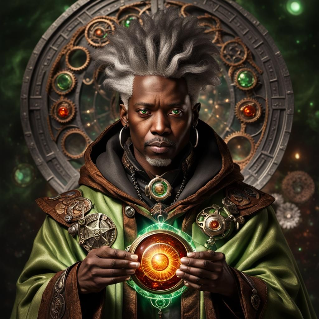 Steampunk Alchemist with Glowing Stone