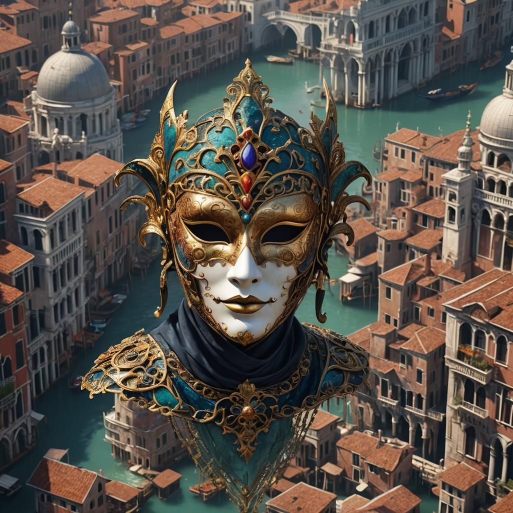 Detailed Venice Mask Concept Art in 8k