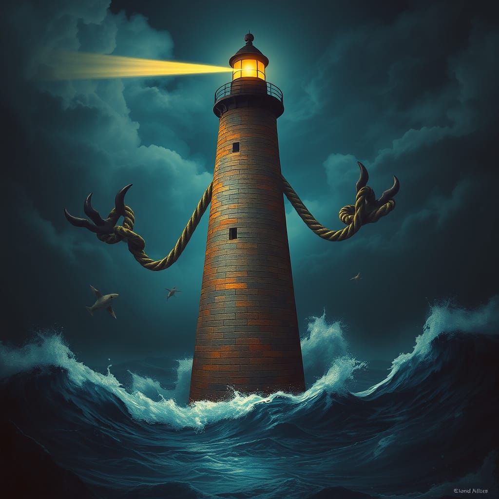 Surreal Lighthouse Guardian of the Stormy Seas