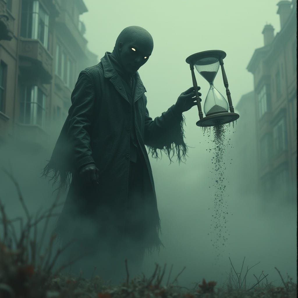 Ethereal Figure Waits Amidst Swirling Vortex in Victorian-In...