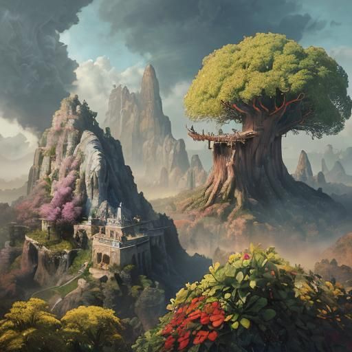 Anthropomorphic Character Emerges, Surreal Oil Painting