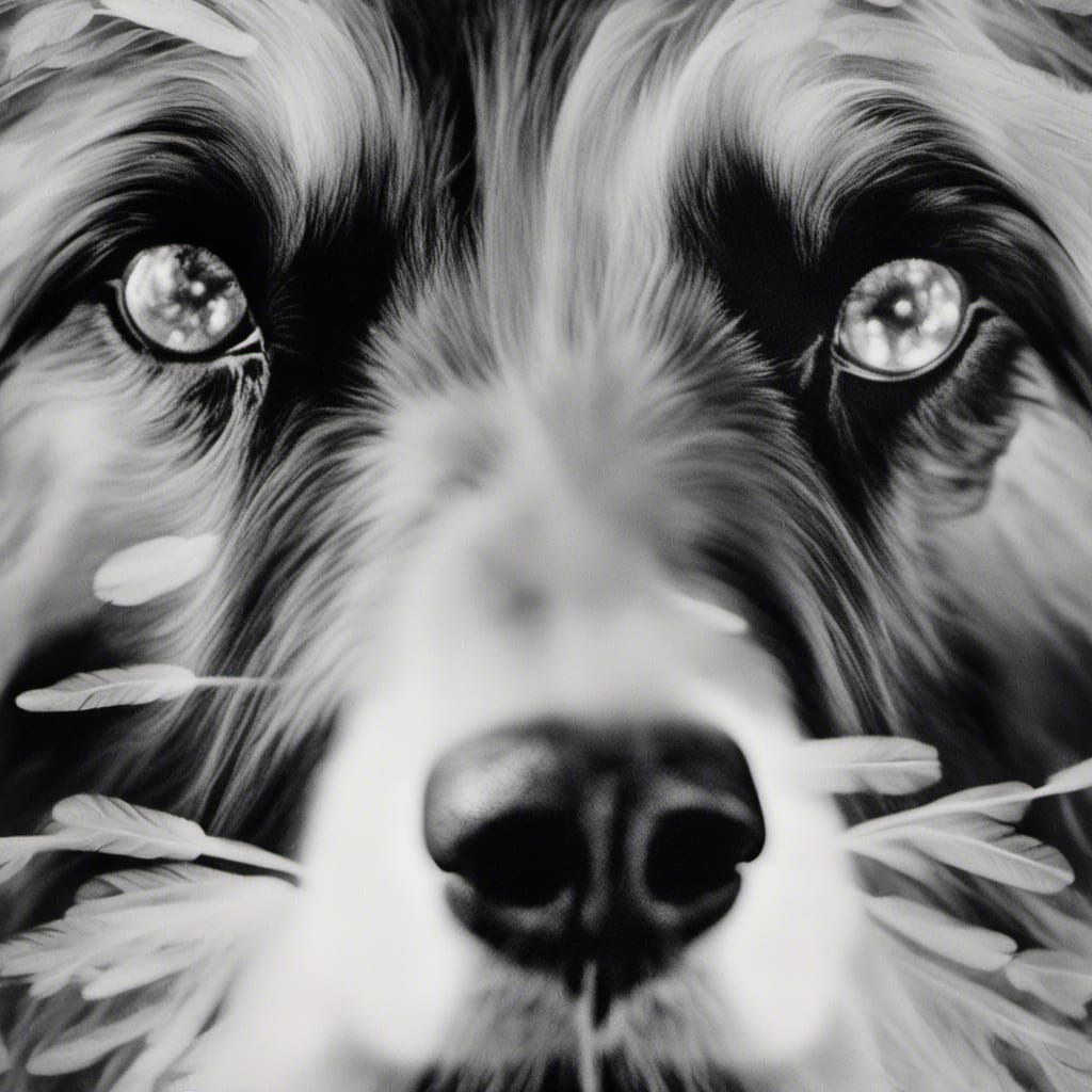 Melancholy Woman with Dog in Photogram Art