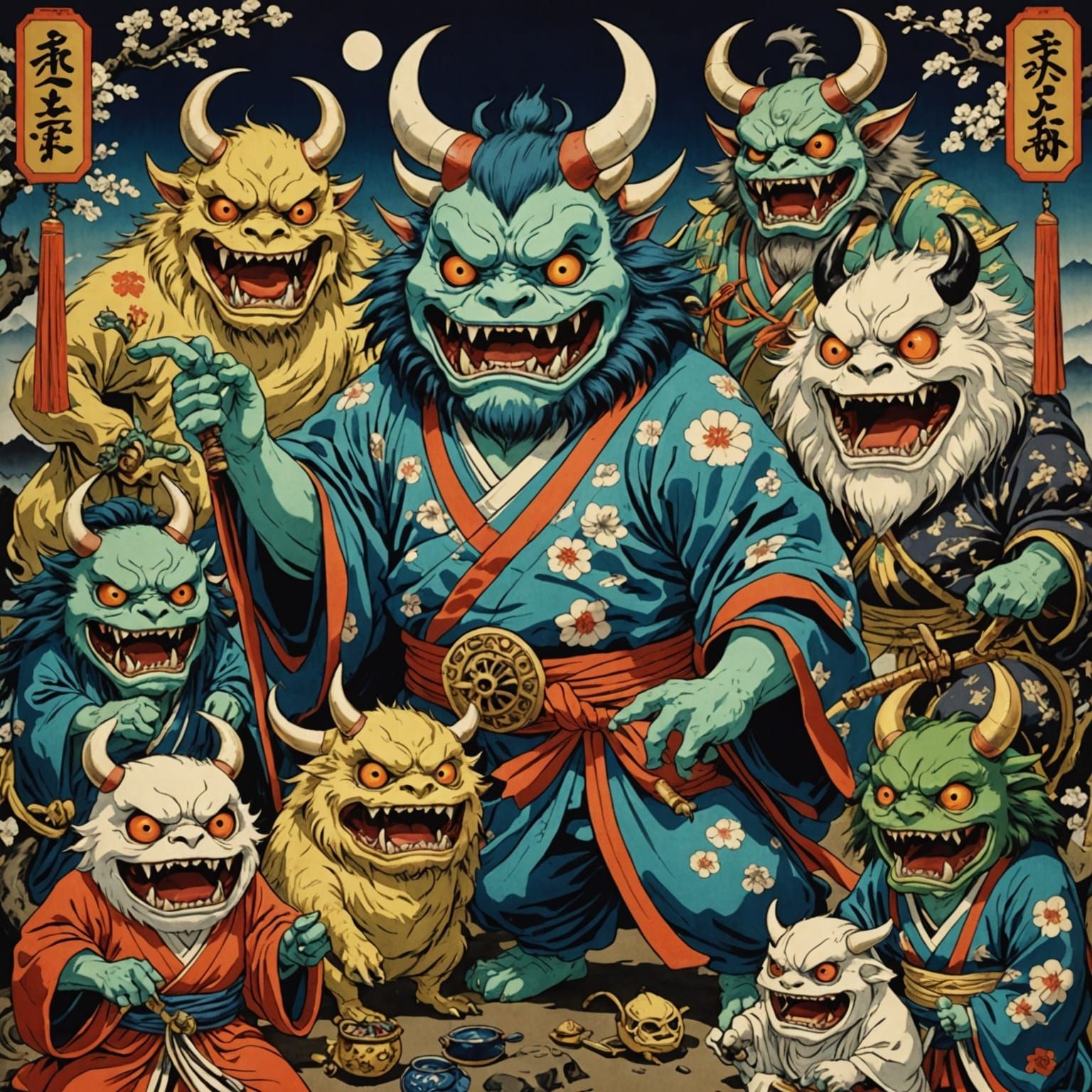 Yokai Festival with Monsters in Japanese Baroque Style