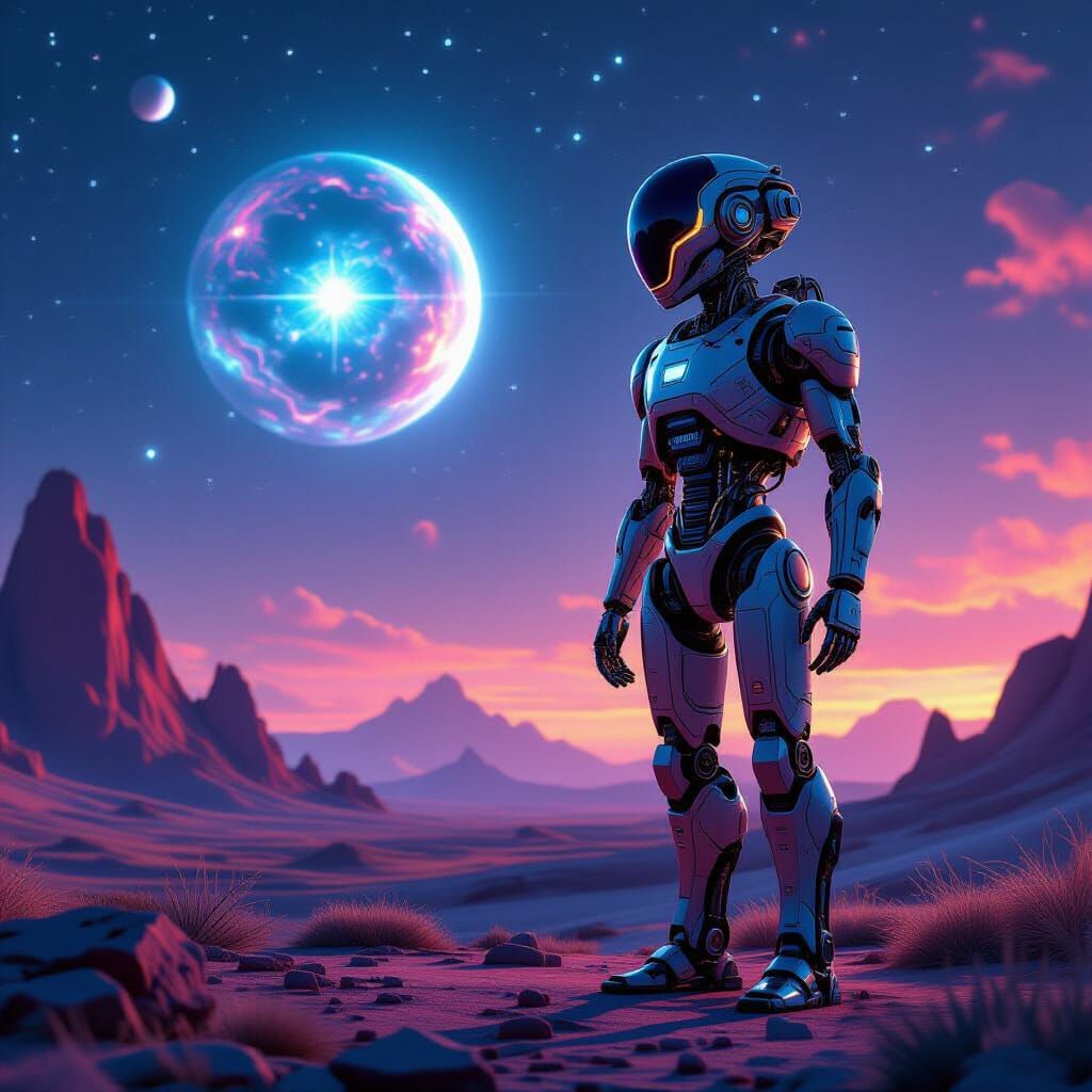 Majestic Automaton on Alien Planet, Cosmic Colors