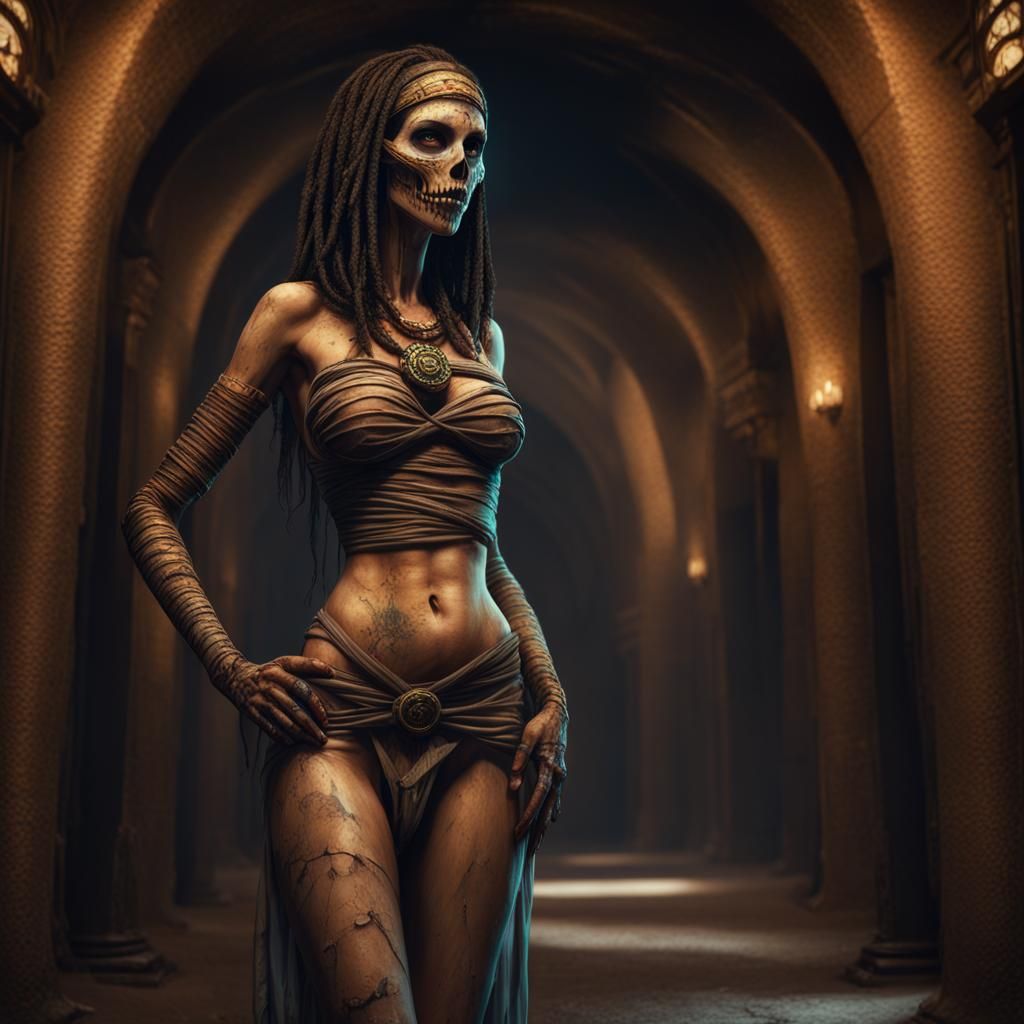 Mummy Woman in Crypt: Fantasy Concept Art