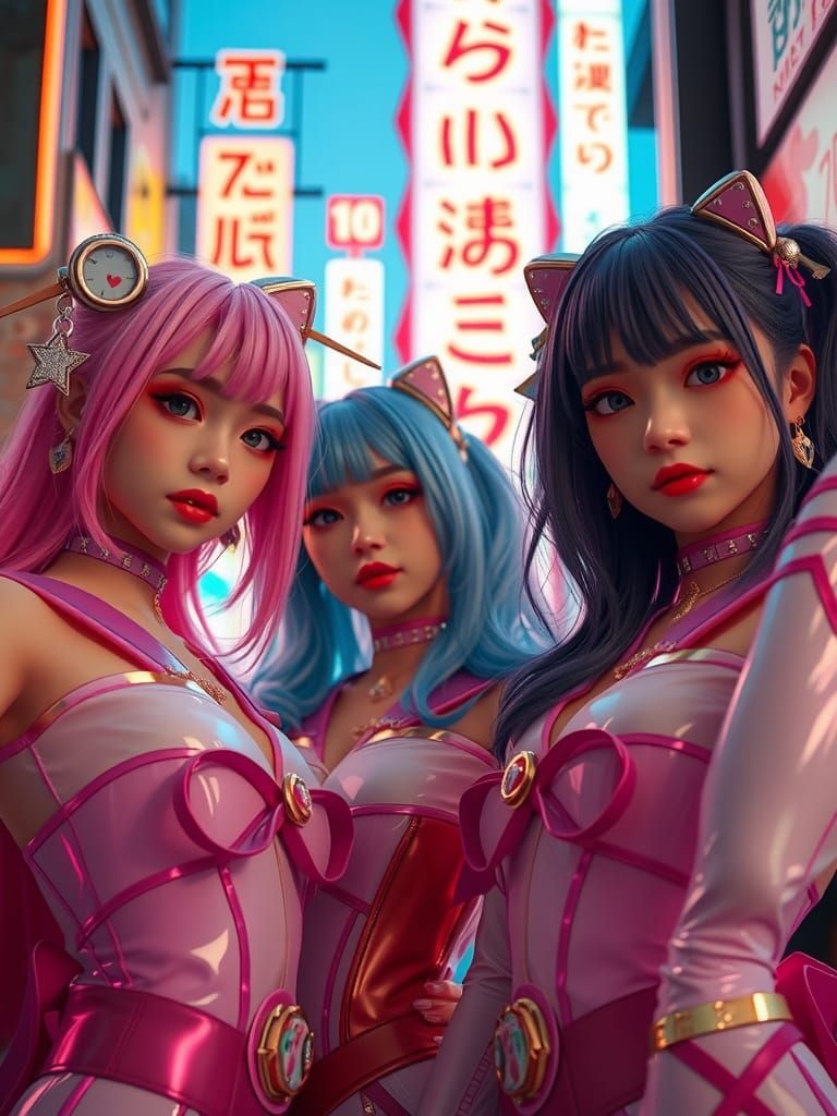 Harajuku Superhero Team in Bishoujo Anime Style