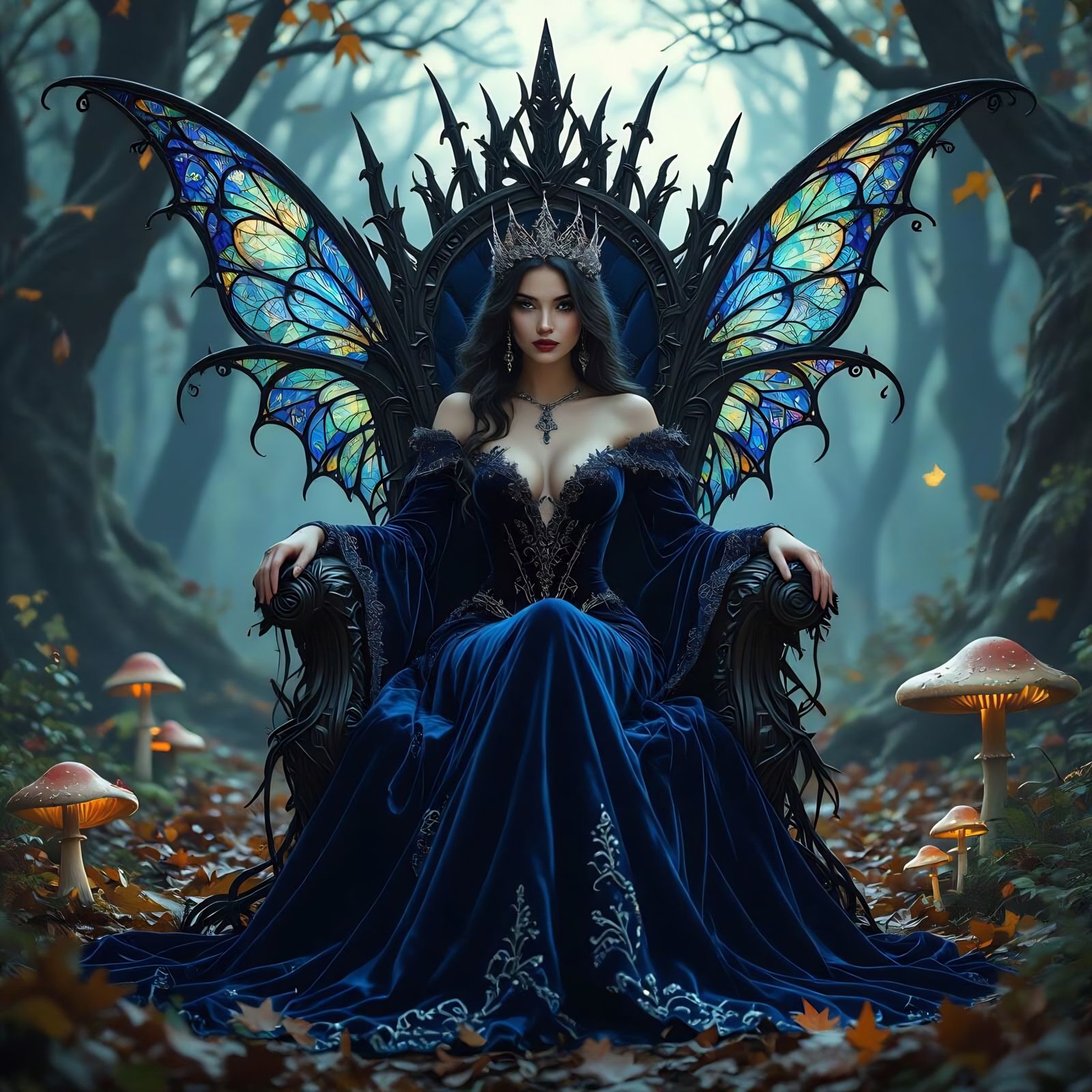 Gothic Fairy Queen on Thorns in Dark Fantasy Style