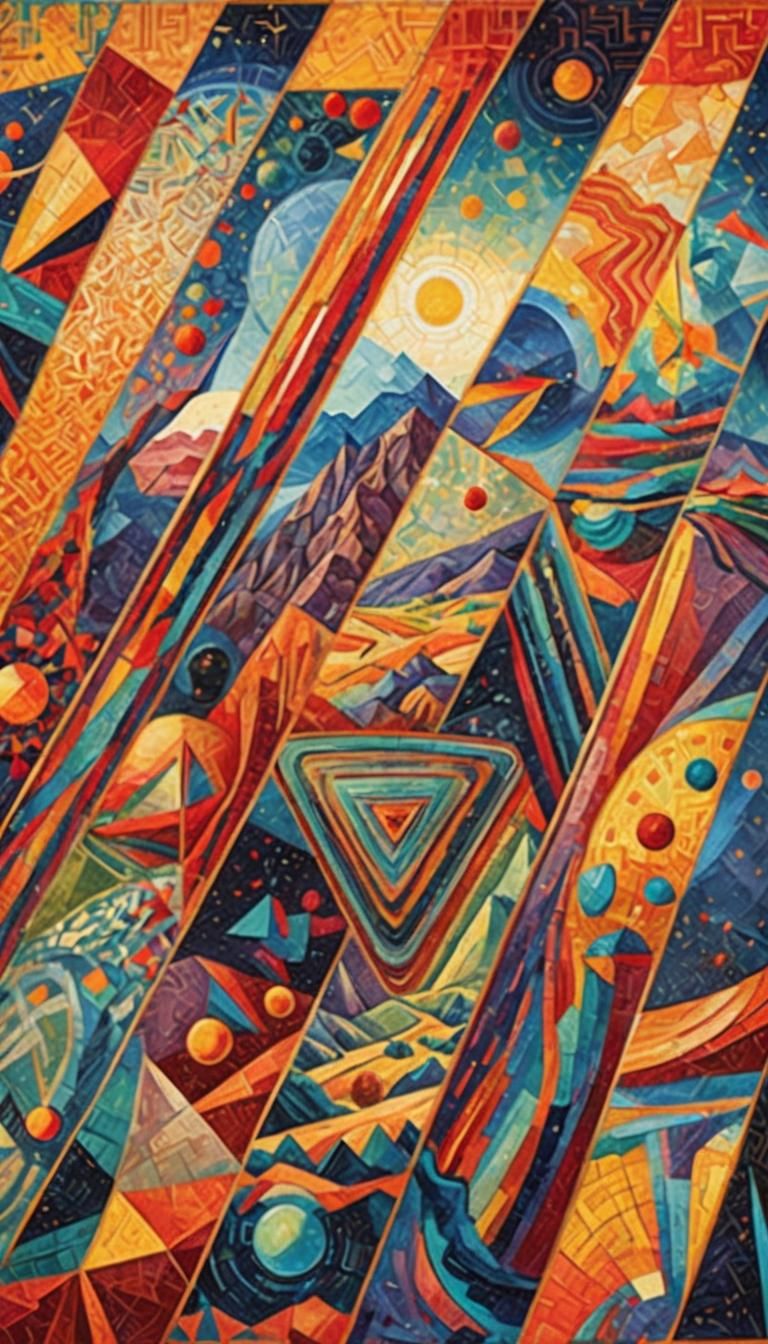 Abstract Cubist Landscape of Fragmented Planets