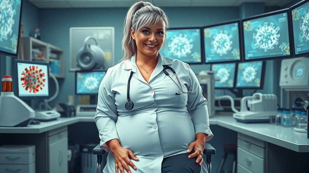 Realistic Photorealistic Portrait of a Female Lab Technician...