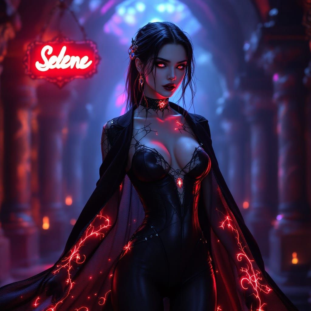 Ethereal Goth Vampire Selene in Mystical Dungeon