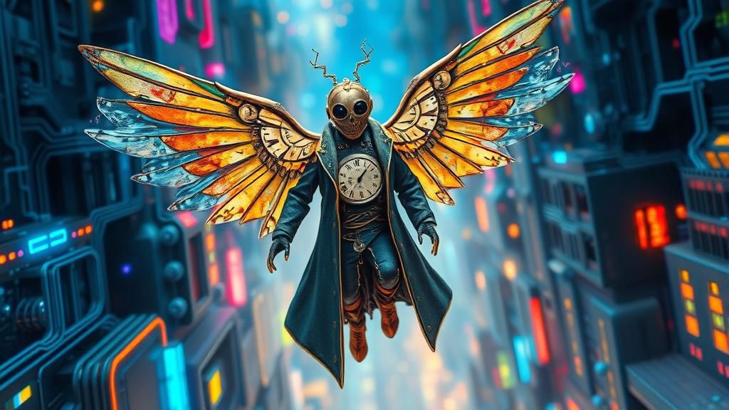 Clockwork Figure Flies Through Circuit Metropolis