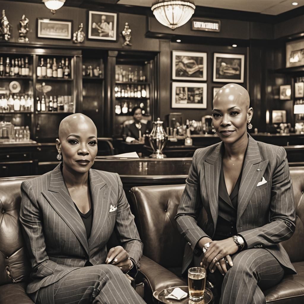 Pinstripe Fashion in Upscale Cigar Lounge