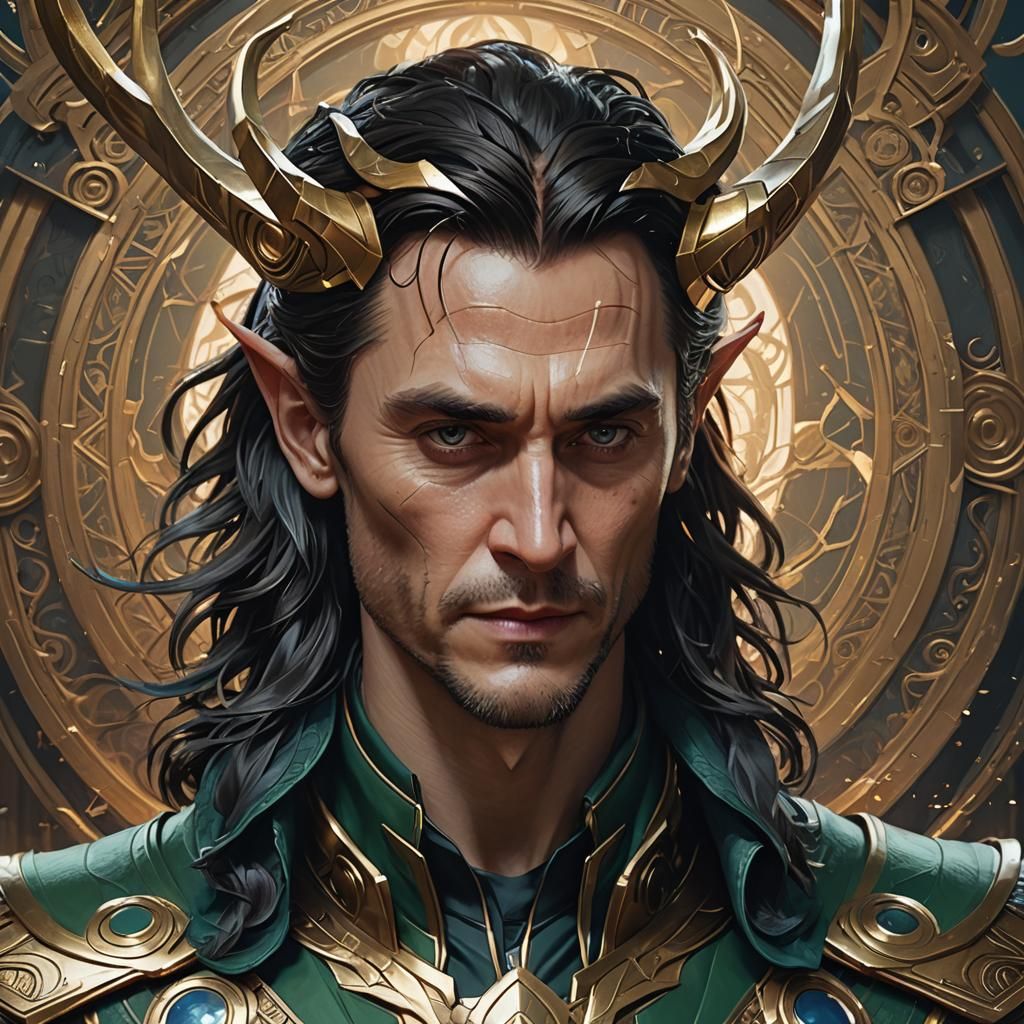 Loki Portrait in Art Nouveau Style