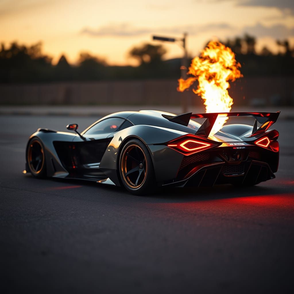 Jet-Powered Supercar Concept in Automotive Photography Style