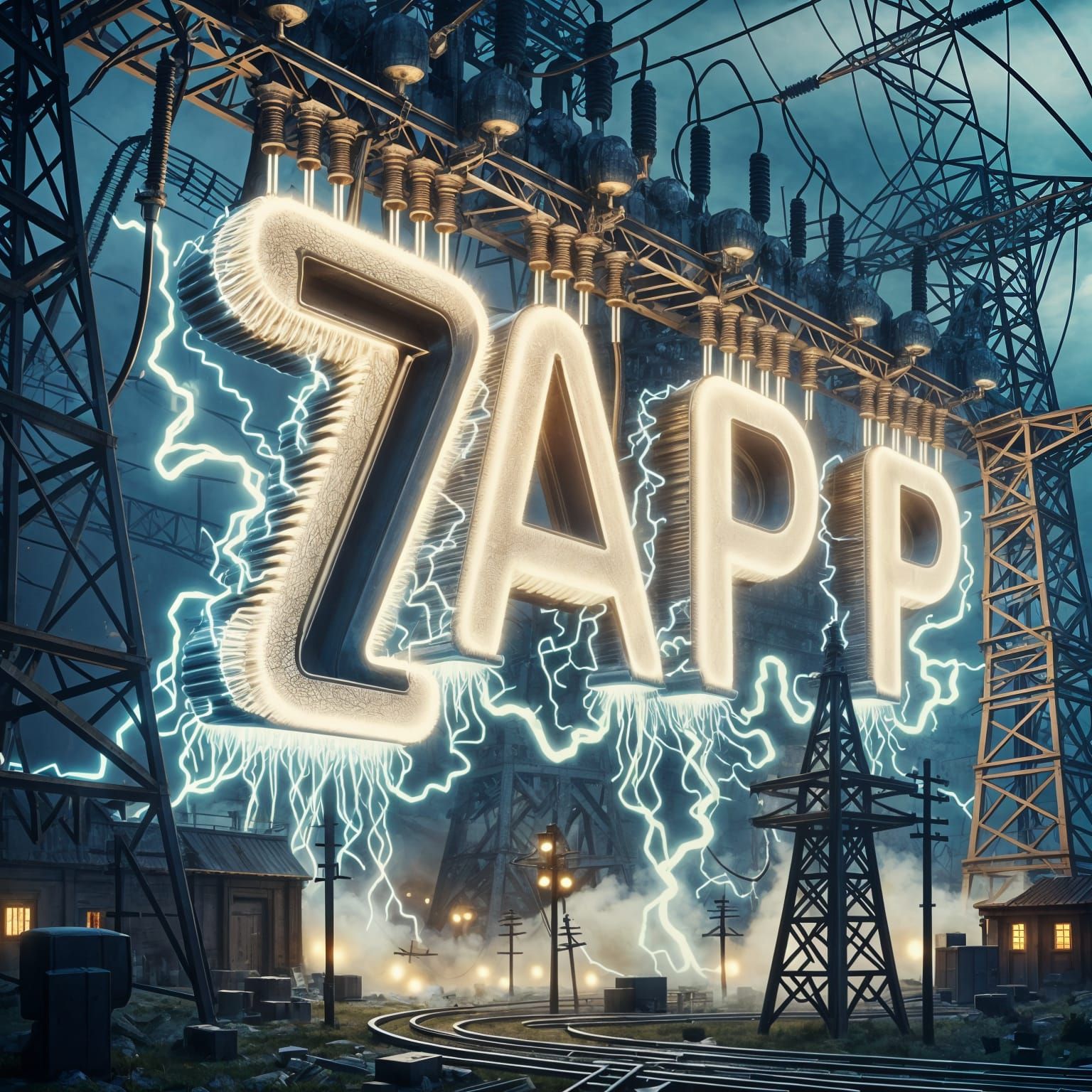Surreal Bioluminescent Power Lines Spell ZAPP