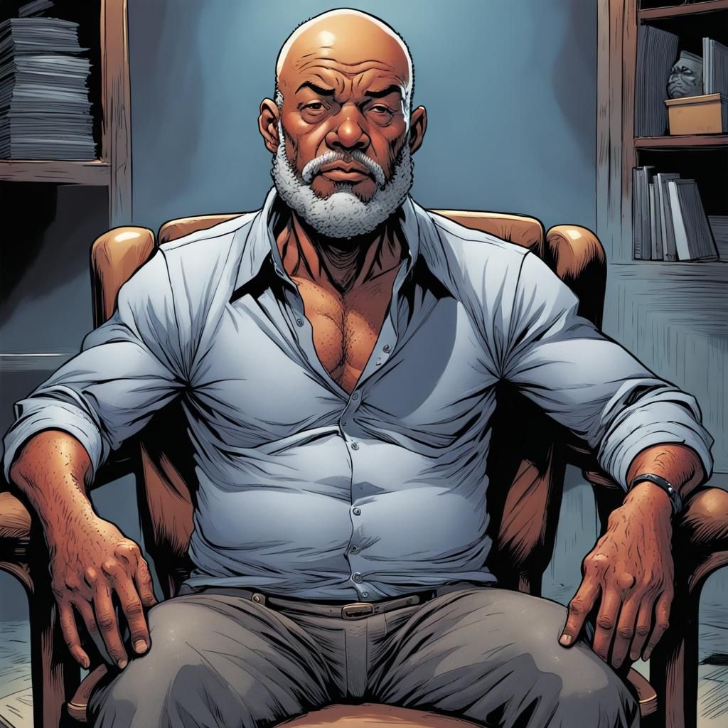 Distressed Old Man in Comic Book Art Style